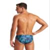 ARENA Mens Swim Brief Puzzled Team Print MaxLife Athletic Swimwear Professional Training Swimsuit Sports Bathing Suit, Navy/Soft Green Multi, US Size 40 view 2