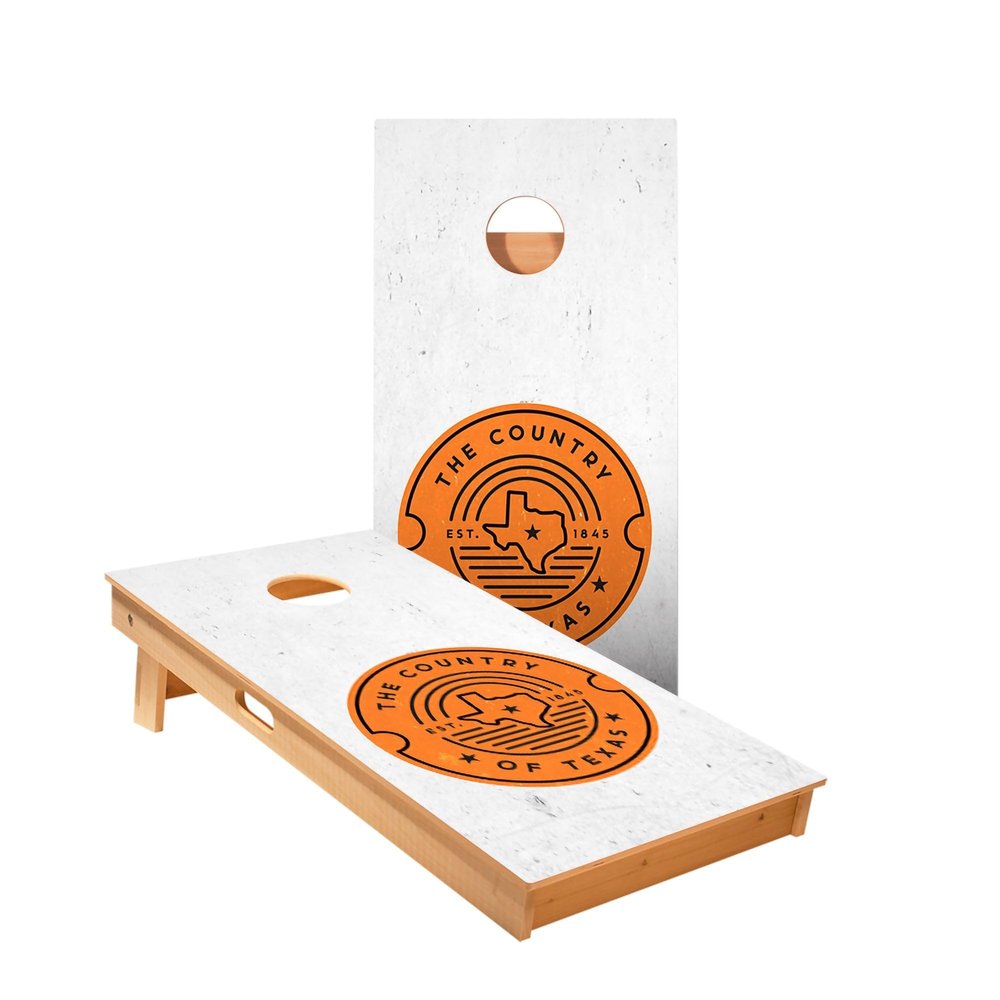 Skip's Garage Country of Texas Cornhole Boards - Includes (2) Boards (NO Bags) + (2) Board Hole Lights