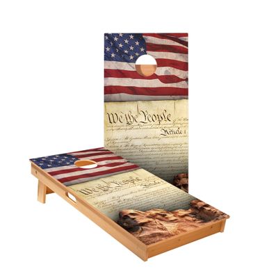 Skip's Garage We The People Cornhole Boards - Includes (2) Boards (NO Bags) + (2) Board Hole Lights