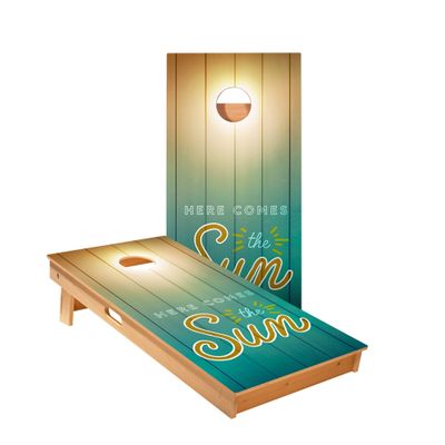 Skip's Garage Here Comes The Sun Cornhole Boards - Includes (2) Boards (NO Bags) + (2) Board Hole Lights