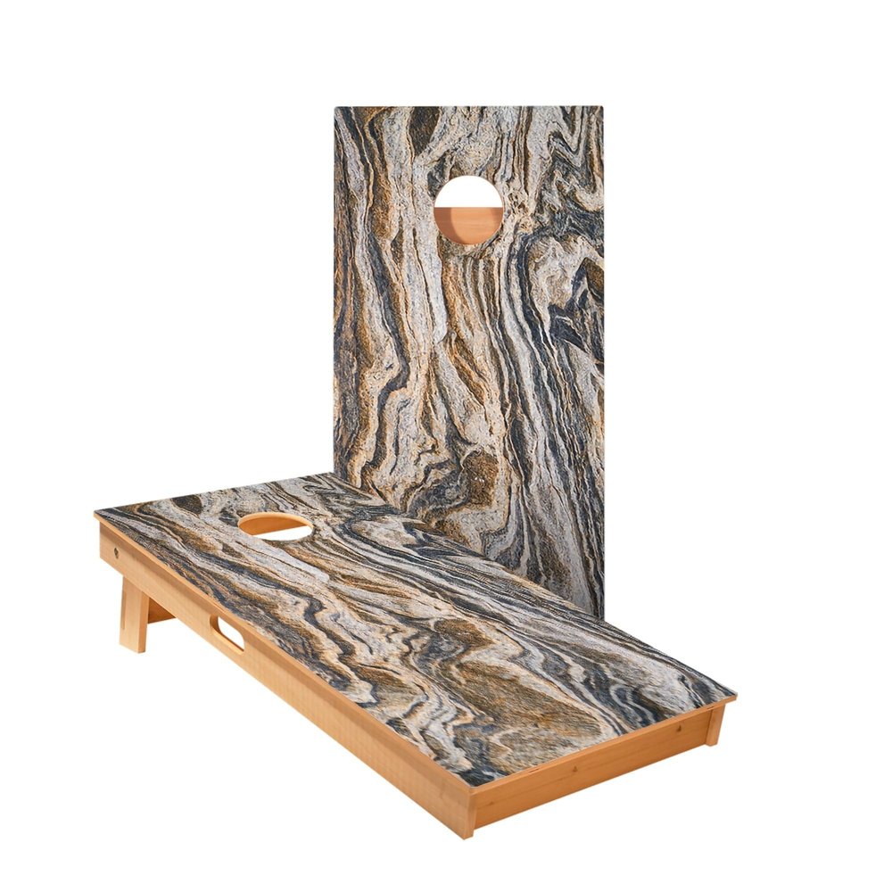 Skip's Garage Dark Marble Cornhole Boards - Includes (2) Boards (NO Bags) + (2) Board Edge Lights