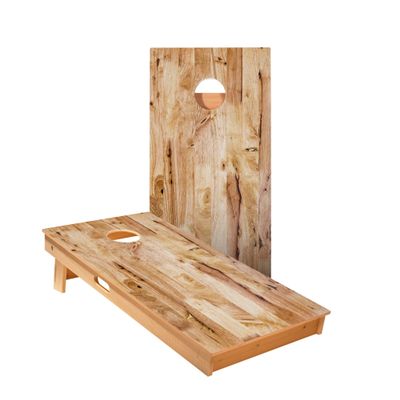 Skip's Garage Light Wood Panels Cornhole Boards - Includes (2) Boards (NO Bags) + (1) Black Carrying Case