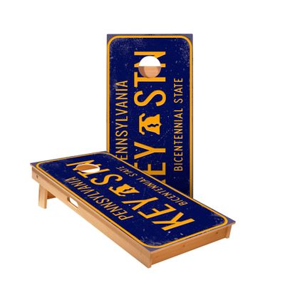 Skip's Garage Pennsylvania License Plate Cornhole Boards - Includes (2) Boards (NO Bags) + (2) Board Hole Lights