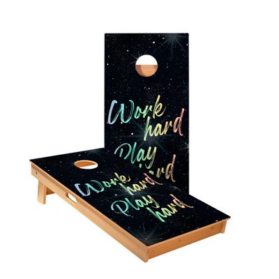 Skip's Garage Work Hard Play Hard Cornhole Boards - Includes (2) Boards (NO Bags) + (1) Black Carrying Case
