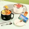 AYNEFY Stainless Steel Noodles Bowl,1200ml Portable Round Ramen Cooker Bowl with Chopsticks and Spork for Outdoor Dormitory Office Work Travel Picnic (Black) view 4