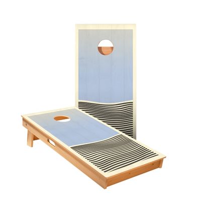 Skip's Garage Blue Waves Cornhole Boards - Includes (2) Boards (NO Bags) + (2) Board Hole Lights