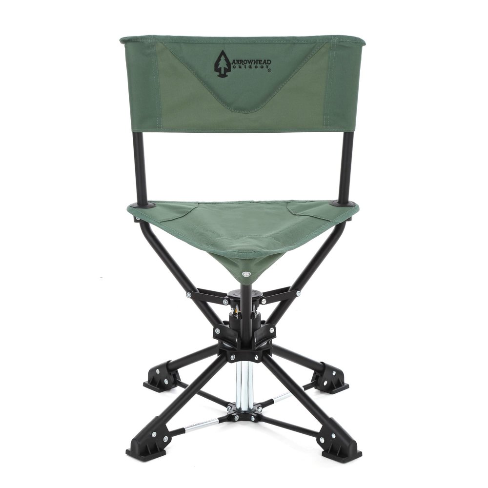 ARROWHEAD OUTDOOR 360 Degree Swivel Hunting Chair Stool Seat, Perfect for Blinds, No Sink Feet, Supports up to 450lbs, Carrying Case, Steel Frame, Fishing, High-Grade 600D Canvas