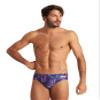 ARENA Mens Swim Brief Puzzled Team Print MaxLife Athletic Swimwear Professional Training Swimsuit Sports Bathing Suit, Navy/Red Multi, US Size 40 view 1
