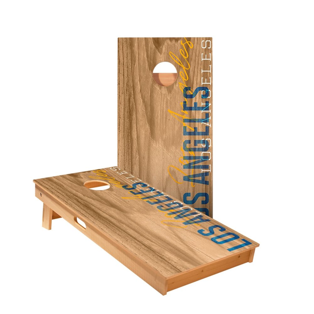 Skip's Garage Los Angeles Blue Gameday Cornhole Boards - Includes (2) Boards (NO Bags) + (1) Carry Case, (2) Hole Lights & (2) Edge Lights