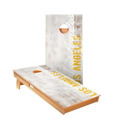 Skip's Garage Los Angeles Yellow Vintage Gameday Cornhole Boards - Includes (2) Boards (NO Bags) + (1) Black Carrying Case