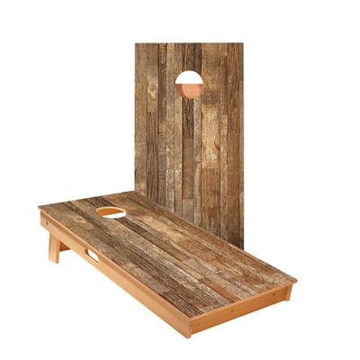 Skip's Garage Rustic Wood Cornhole Boards - Includes (2) Boards (NO Bags) + (1) Black Carrying Case