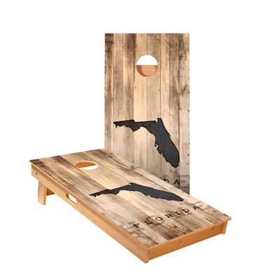 Skip's Garage Florida Rustic Cornhole Boards - Includes (2) Boards (NO Bags) + (1) Black Carrying Case