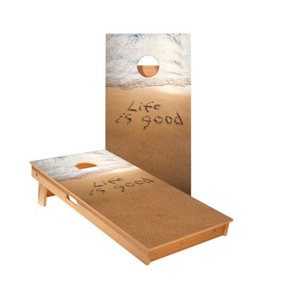Skip's Garage Life is Good Cornhole Boards - Includes (2) Boards (NO Bags) + (1) Carry Case, (2) Hole Lights & (2) Edge Lights