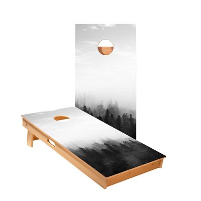 Skip's Garage Black and White Forest Cornhole Boards - Includes (2) Boards (NO Bags) + (1) Black Carrying Case