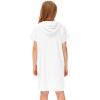 Kid's Zip Up Terrys Hooded Coverups Swim Beach Cover Up Cotton Summer Short Sleeve Bathing Suit (White, 8-9 Years) view 2
