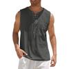 Maiyifu-GJ Men's Casual Cotton Linen Tank Top Sleeveless Lace Up Beach Hippie Tee Fashion V Neck Baggy T Shirt (Dark Gray 2,US SIZE S Asia M) view 1