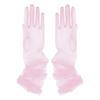Aniler Women's 21'' Tulle Long Wedding Bridal Elbow Length Sheer Opera Party Gloves (Pink, 21" Length)