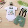 Wild One Birthday Outfit Boy Baby Toddler 2nd Second Birthday Cake Smash Two Years Old Jungle Safari Theme Party Woodland Zoo Animal Print Romper Shorts Suspenders Crown Hat 4pcs Bean Green 18-24M view 2