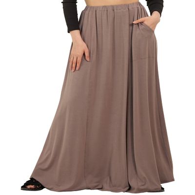 noflik Women's Boho Elastic High Waisted Flowy Long Maxi Skirts with Pockets (Mocha, M)