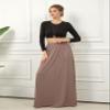noflik Women's Boho Elastic High Waisted Flowy Long Maxi Skirts with Pockets (Mocha, M) view 3