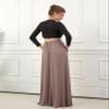 noflik Women's Boho Elastic High Waisted Flowy Long Maxi Skirts with Pockets (Mocha, M) view 4