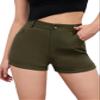 CRTGW Shorts for Women Roll Hem Slant Pocket Shorts (Size : Medium) view 1