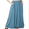 noflik Women's Boho Elastic High Waisted Flowy Long Maxi Skirts with Pockets (Vintage Blue, L) view 1