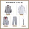 Laimi Duo Boys Suits Slim Fit Toddler Kids Light Grey Suits for Boys Dress Vest Pants Set First Communion Graduation Outfits Size 2T view 2