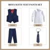 Laimi Duo Boy Suits Slim Fit Navy Blue Suits for Boys Vest Pants Set Toddler Kids Wedding Christmas Outfits Size 4 view 2
