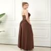 noflik Women's Boho Smocked High Waist Long Maxi Skirt with Oversized Front Patch Pockets (Chocolate, M) view 3