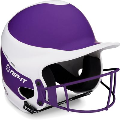 RIP-IT | Vision Pro Softball Batting Helmet with Face Mask | Matte | Two-Tone Purple M/L | Lightweight Womens Sport Equipment