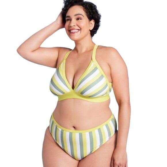 Kona Sol Women's Medium Coverage Hipster Bikini Bottom Swimsuit Bathing Suit Bottom - (as1, Alpha, l, Regular, Regular, Yellow)