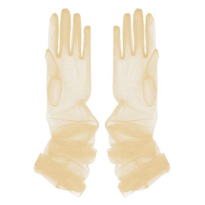 Aniler Women's 21'' Tulle Long Wedding Bridal Elbow Length Sheer Opera Party Gloves (Champagne, 21" Length)