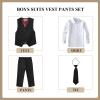 Boys Suit Tuxedo Set Dress Vest Pants Set Kids Black Suits for Boys Ring Bearer Wedding Outfits Size 2T view 2