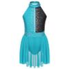 LiiYii Kids Girls Modern Contemporary Ballet Leotard Dress Lyrical Latin Dance Costume Ballerina Dancewear Green&Black 16 Years view 2