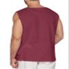 Maiyifu-GJ Men's Casual Cotton Linen Tank Top Sleeveless Lace Up Beach Hippie Tee Fashion V Neck Baggy T Shirt (Wine Red 2,US SIZE XXL Asia 3XL) view 3
