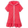 Little Girls Swim Cover Up Kids Swimsuit Coverup Zip Up Beach Bathing Suit Hooded Bathrobe Toddler (Hot Pink, 4-5 Years) view 1