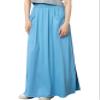noflik Women's Boho Smocked High Waist Long Maxi Skirt with Oversized Front Patch Pockets (Blue Grey, XXL) view 1