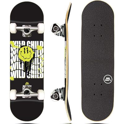 Magneto Maple Wood Complete Skateboard - Quality Skateboard for Kids - Wide Deck for Adult Men - Kids 27.5in x 7.75in, Wild Child