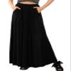 noflik Women's Boho Elastic High Waisted Flowy Long Maxi Skirts with Pockets (Black, XL) view 1