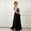 noflik Women's Boho Elastic High Waisted Flowy Long Maxi Skirts with Pockets (Black, XL) view 4