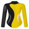 easyforever Womens Shiny Rhinestone Long Sleeve Dance Costume Ballet Dance Leotards Gymnastics Bodysuit Tops Black&Yellow Large view 4
