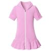 Girls Hooded Zip Terrys Coverups Swim Beach Cover Up Cotton Summer Short Sleeve Bathing Suit Toddler (Pink, 8-9 Years) view 1