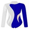 easyforever Womens Shiny Rhinestone Long Sleeve Dance Costume Ballet Dance Leotards Gymnastics Bodysuit Tops White&Royal Blue Small view 4