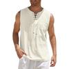 Maiyifu-GJ Men's Casual Cotton Linen Tank Top Sleeveless Lace Up Beach Hippie Tee Fashion V Neck Baggy T Shirt (Apricot,US SIZE S Asia M) view 1