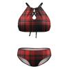 SEPTYK Christmas Tartan Check Scottish Print Women Sexy Bikini 2 PC Plus Size Swimsuits Hollow Out High Neck Bathing Suit 2XL view 3