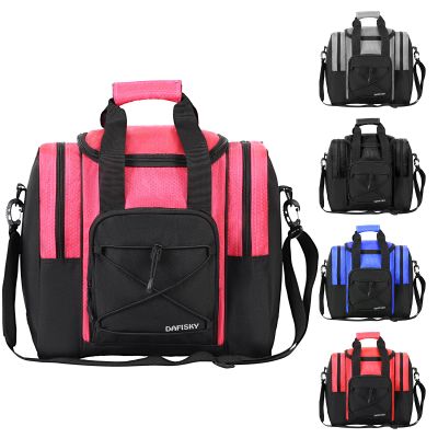 DAFISKY Bowling Ball Bag for Single Ball - Bowling Bag Tote for 1 Ball and Shoes with Padded Holder, 2 Pockets Fits Men & Women bowling Shoes Up To Mens Size 14, PINK