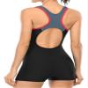 beautyin Plus Size One Piece Swimsuit for Women Sport Water Aerobic Bathing Suit Gray/Black view 2