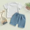 YINGISFITM Baby Boy Clothes Toddler Summer Letter Short Sleeve T Shirts Top Boy Shorts Cute Outfit Infant 2Pcs Set (Little dude grey,0-6 Months) view 3