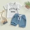 YINGISFITM Baby Boy Clothes Toddler Summer Letter Short Sleeve T Shirts Top Boy Shorts Cute Outfit Infant 2Pcs Set (Little dude grey,18-24 Months) view 2